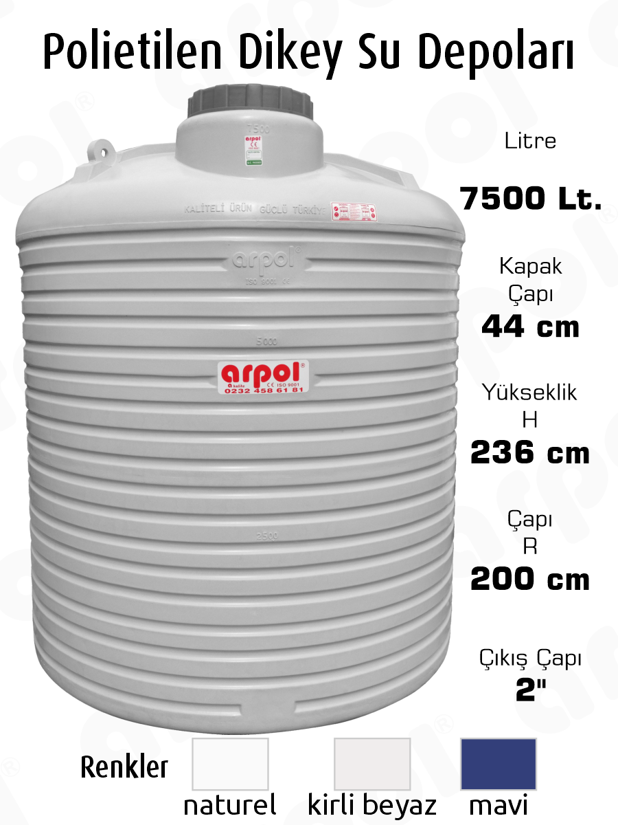 polietilen dikey su depolar� 7500 lt Ver2